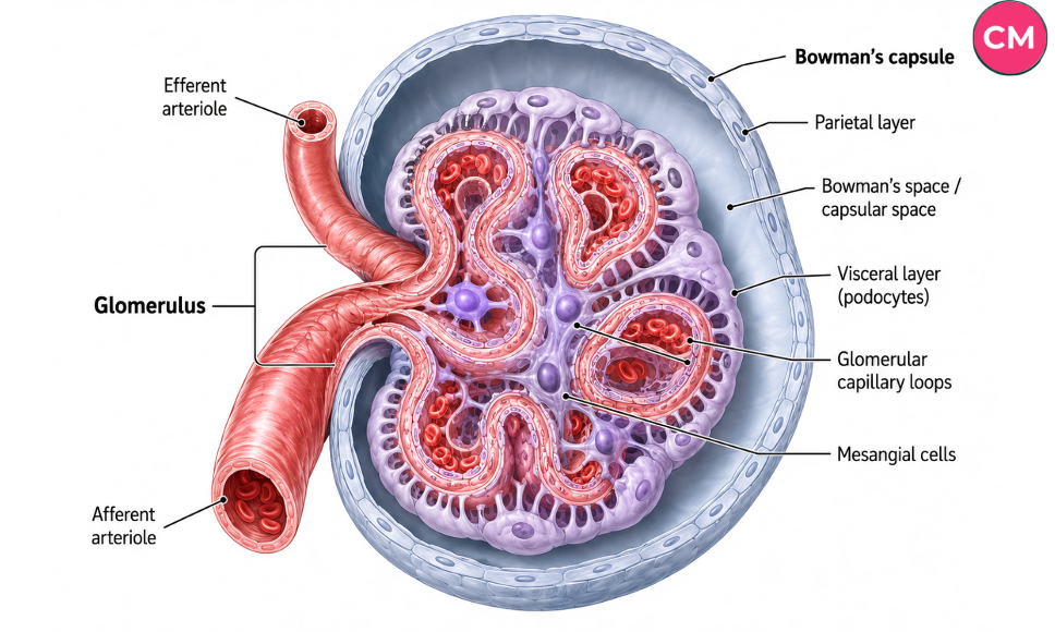 Close-up structure of the glomerulus